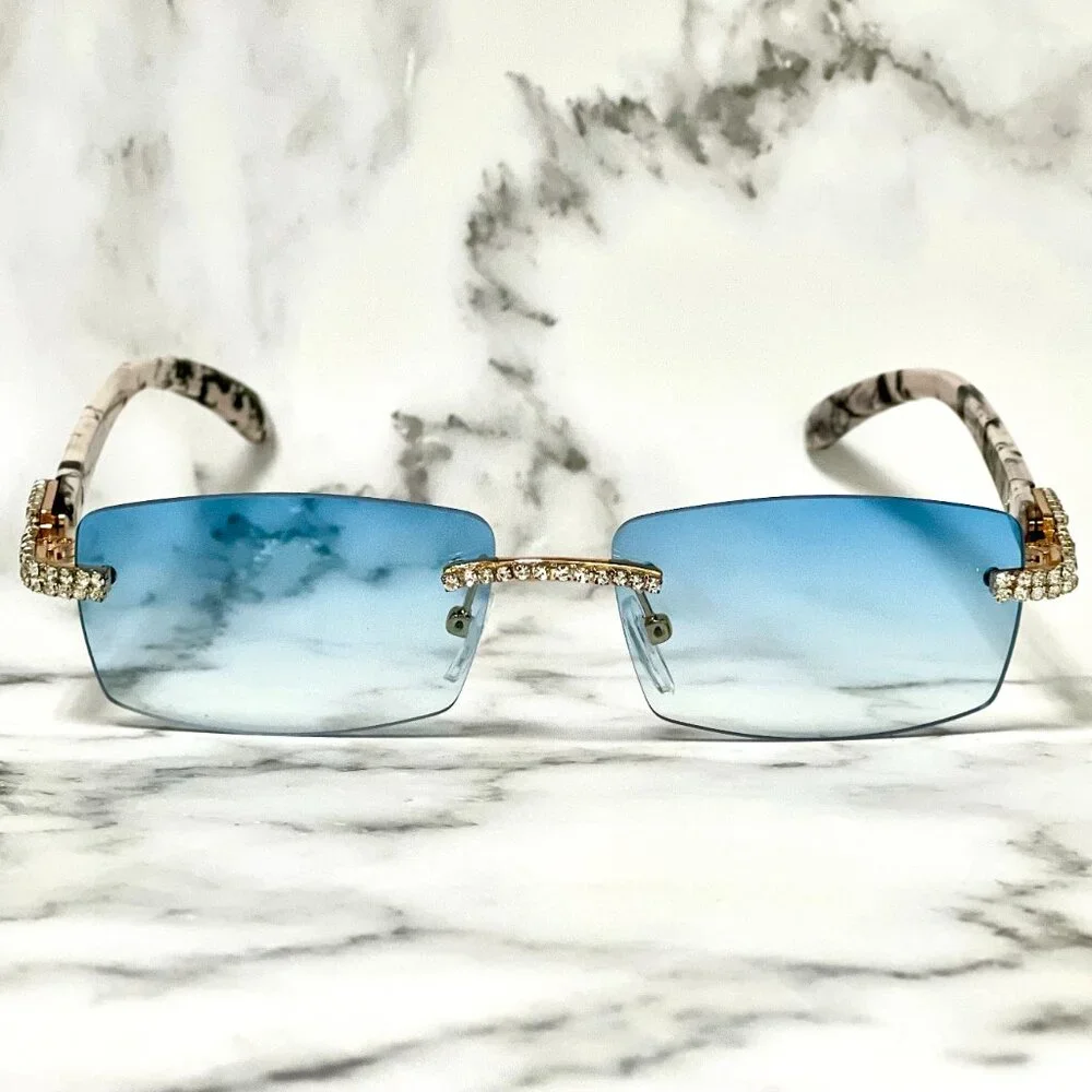 Men Women Sunglasses Blue Lens Fashion Diamond Retro Classic‎ Hip Hop Shades New